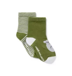 Janie and Jack Shoes & Accessories-Baby Koala And Stripe Sock 2-Pack green bean koala and green bean stripe