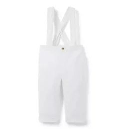 Janie and Jack Pants & Overalls-Baby Linen-Cotton Suspender Pant white