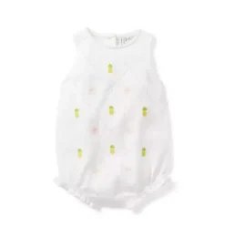 Janie and Jack One-pieces & Rompers-Baby Pineapple Pointelle Romper white pineapple