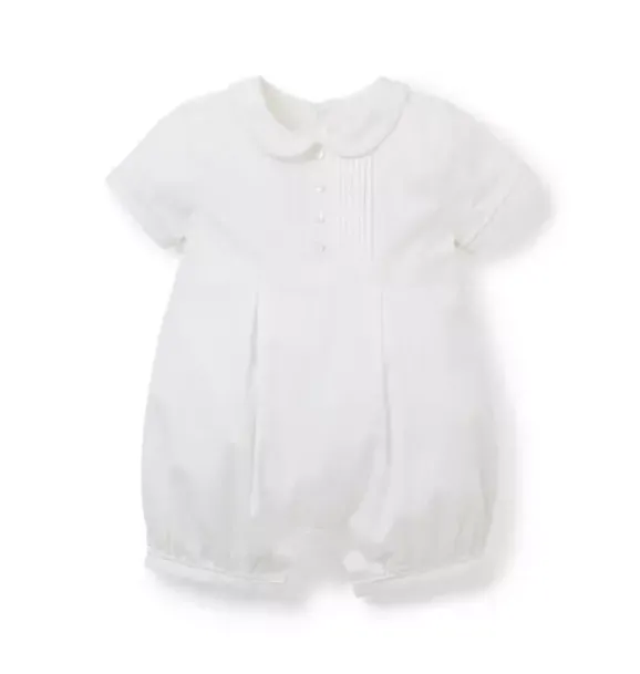 Janie and Jack One-pieces & Rompers-Baby Pintuck Collared Romper white