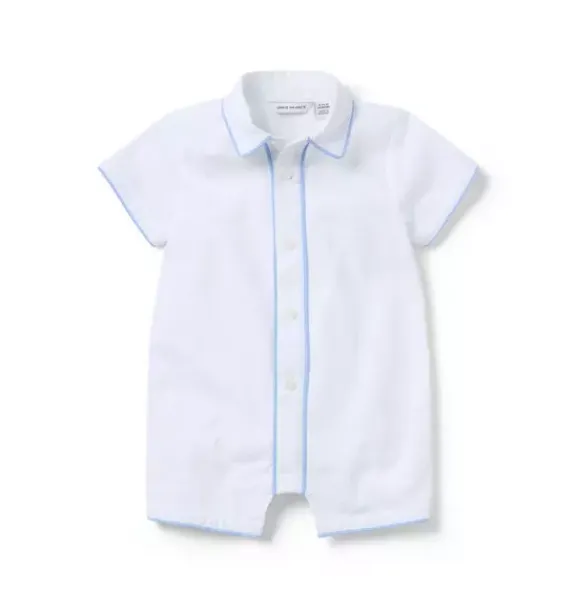 Janie and Jack One-pieces & Rompers-Baby Piped Collar Romper white