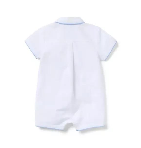 Janie and Jack One-pieces & Rompers-Baby Piped Collar Romper white