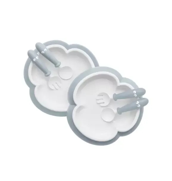 Janie and Jack Feeding Accessories-Baby Plate, Spoon & Fork, 2 Sets, powder blue