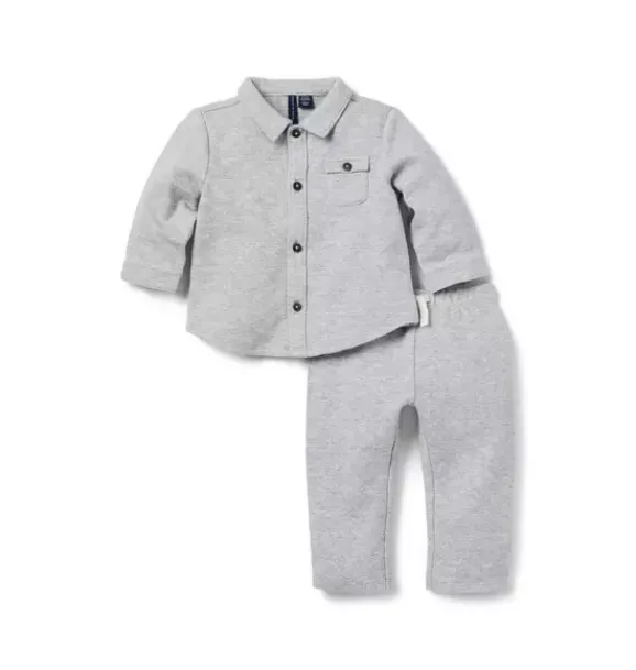 Janie and Jack Sets-Baby Quilted Matching Set classic grey heather