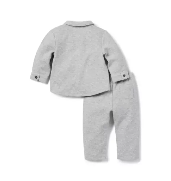 Janie and Jack Sets-Baby Quilted Matching Set classic grey heather