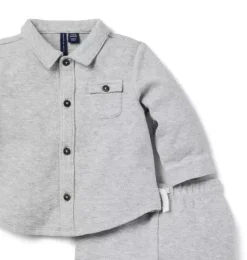 Janie and Jack Sets-Baby Quilted Matching Set classic grey heather