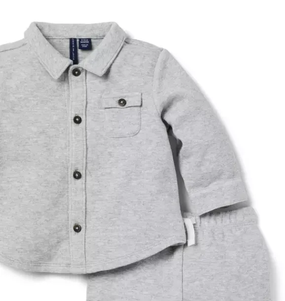 Janie and Jack Sets-Baby Quilted Matching Set classic grey heather