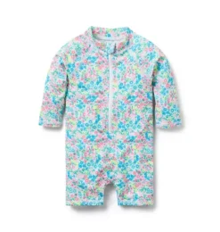 Janie and Jack Rash Guards|Family Matching-Baby Recycled Ditsy Floral Rash Guard Swimsuit jet ivory ditsy floral