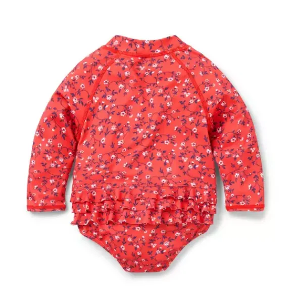 Janie and Jack Rash Guards|One-pieces-Baby Recycled Ditsy Floral Rash Guard Swimsuit red punch ditsy floral