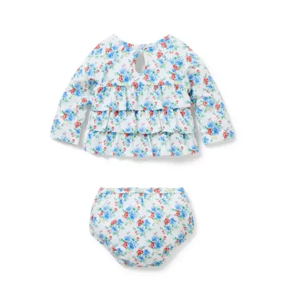 Janie and Jack Rash Guards|Baby-Baby Recycled Floral Rash Guard 2-Piece Swimsuit white floral