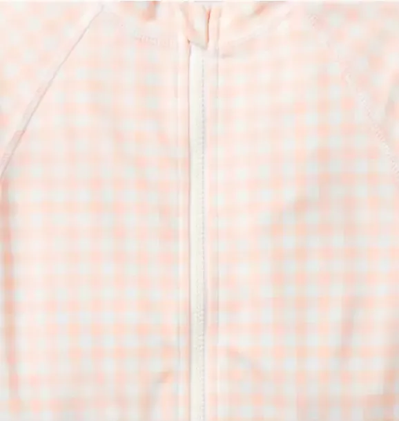Janie and Jack Rash Guards|One-pieces-Baby Recycled Gingham Rash Guard Swimsuit seashell pink gingham