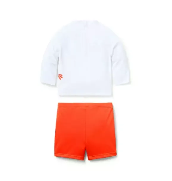 Janie and Jack Rash Guards|Baby-Baby Recycled Lobster Rash Guard 2-Piece Swimsuit vibrant poppy