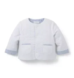 Janie and Jack Sweaters & Jackets|Sweaters & Jackets-Baby Reversible Quilted Jacket white and ocean air stripe