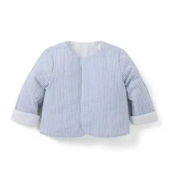 Janie and Jack Sweaters & Jackets|Sweaters & Jackets-Baby Reversible Quilted Jacket white and ocean air stripe