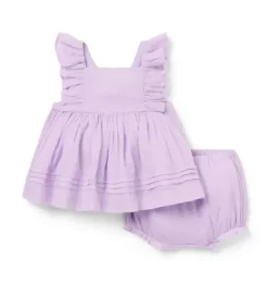 Janie and Jack Sets-Baby Ruffle Pintuck Matching Set blooming orchid