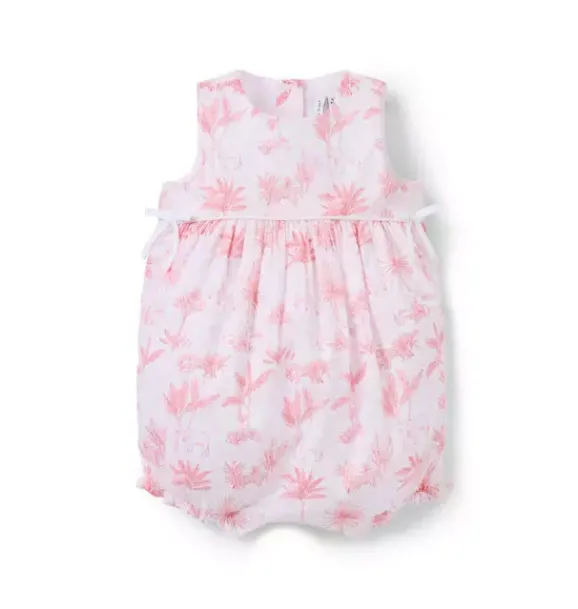 Janie and Jack Online Exclusives|One-pieces & Rompers-Baby Safari Toile Bow Romper pink palette safari toile