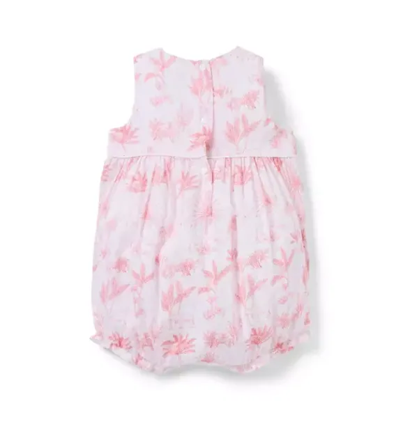 Janie and Jack Online Exclusives|One-pieces & Rompers-Baby Safari Toile Bow Romper pink palette safari toile