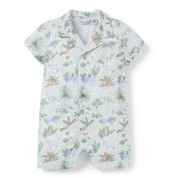 Janie and Jack Online Exclusives|One-pieces & Rompers-Baby Safari Toile Romper white safari toile