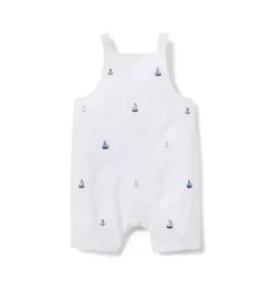 Janie and Jack Pants & Overalls-Baby Sailboat Overall white anchor