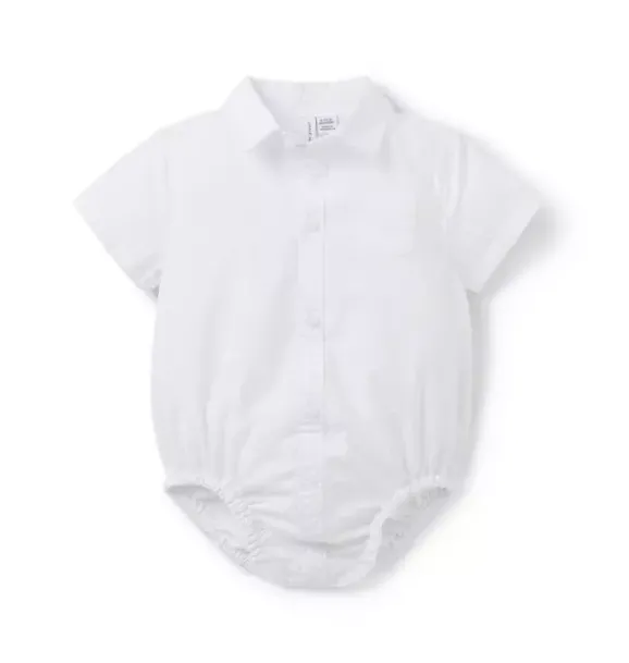 Janie and Jack Tops & Bodysuits-Baby Seersucker Collared Bodysuit white stripe