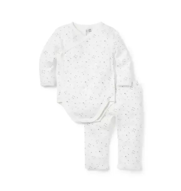 Janie and Jack Sets-Baby Snowflake Wrap Matching Set jet ivory snowflake