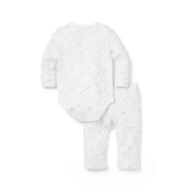 Janie and Jack Sets-Baby Snowflake Wrap Matching Set jet ivory snowflake