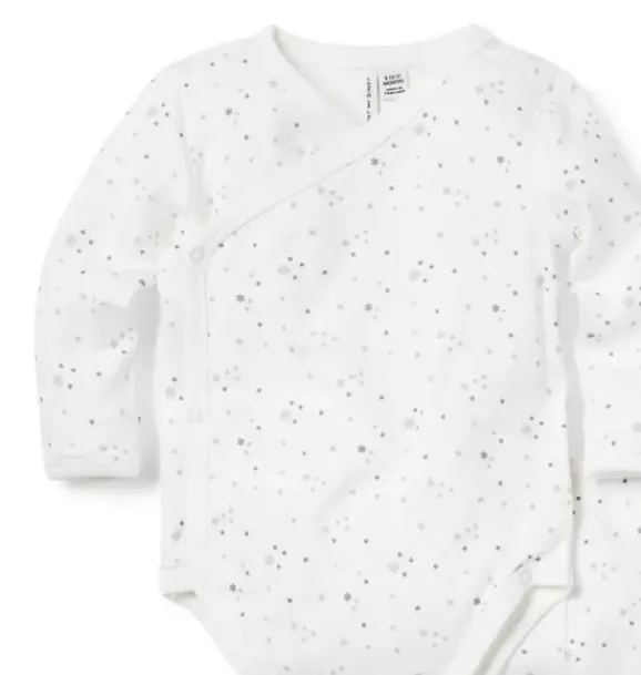 Janie and Jack Sets-Baby Snowflake Wrap Matching Set jet ivory snowflake