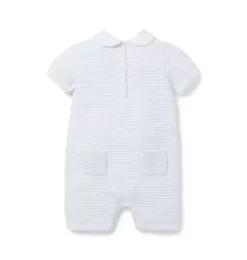 Janie and Jack One-pieces & Rompers-Baby Striped Collared Romper bundle blue stripe