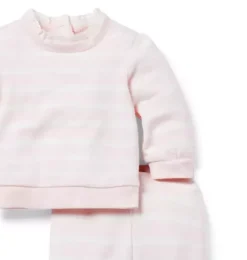 Janie and Jack Sets-Baby Striped French Terry Matching Set pearl stripe
