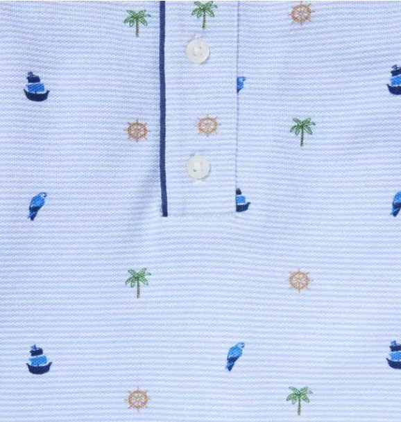 Janie and Jack One-pieces & Rompers-Baby Striped Nautical Icon Pique Romper dreamy blue nautical icon stripe
