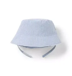 Janie and Jack Accessories|Baby-Baby Striped Seersucker Bucket Hat atlantic blue stripe