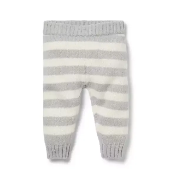 Janie and Jack Pants|Pants & Overalls-Baby Striped Sweater Pant classic grey heather stripe