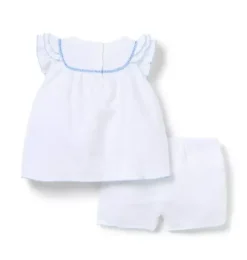 Janie and Jack Sets-Baby Textured Ruffle Matching Set white