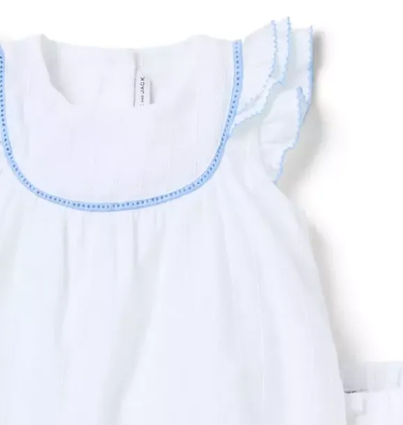 Janie and Jack Sets-Baby Textured Ruffle Matching Set white