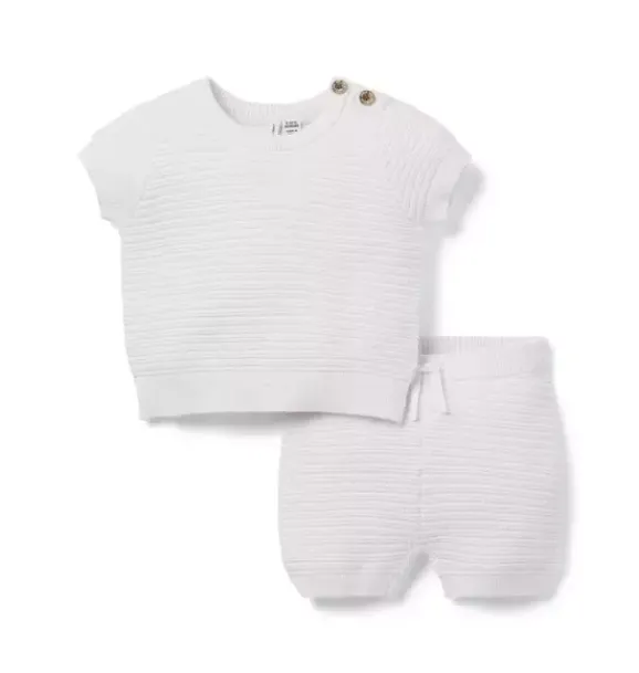 Janie and Jack Sets|Sets-Baby Textured Stripe Sweater Set jet ivory