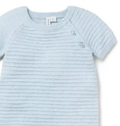 Janie and Jack One-pieces & Rompers-Baby Textured Striped One-Piece soft blue heather stripe