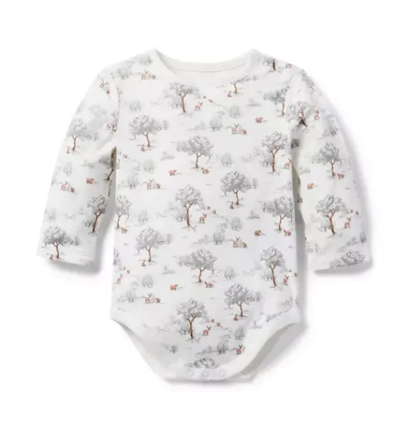 Janie and Jack Tops & Bodysuits|Tops & Bodysuits-Baby Woodland Bodysuit jet ivory woodland toile