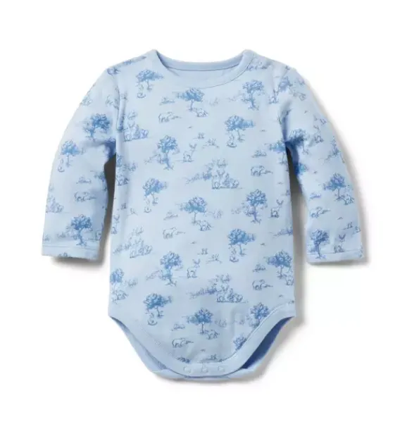 Janie and Jack Tops & Bodysuits-Baby Woodland Bodysuit peek-a-blue woodland toile