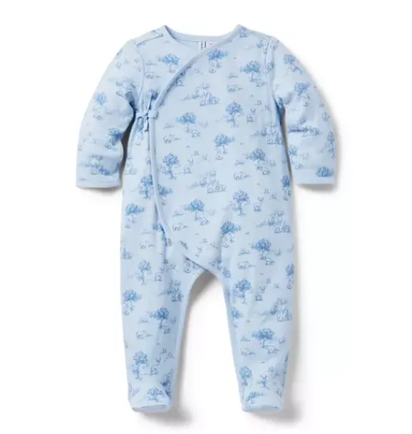 Janie and Jack One-pieces & Rompers-Baby Woodland Toile Wrap Footed One-Pice bundle blue woodland toile