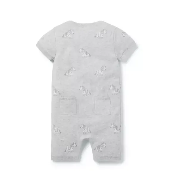 Janie and Jack One-pieces & Rompers-Baby Zebra Knit Romper earl grey heather zebra