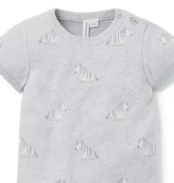 Janie and Jack One-pieces & Rompers-Baby Zebra Knit Romper earl grey heather zebra