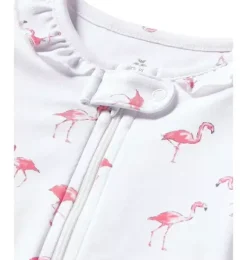 Janie and Jack Baby Pajamas|Petite Plume-Baby's Pima Ruffle Collar Romper in flamingos