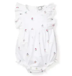 Janie and Jack Baby Pajamas|Petite Plume-Baby's Twill Ruffled Romper in bateau