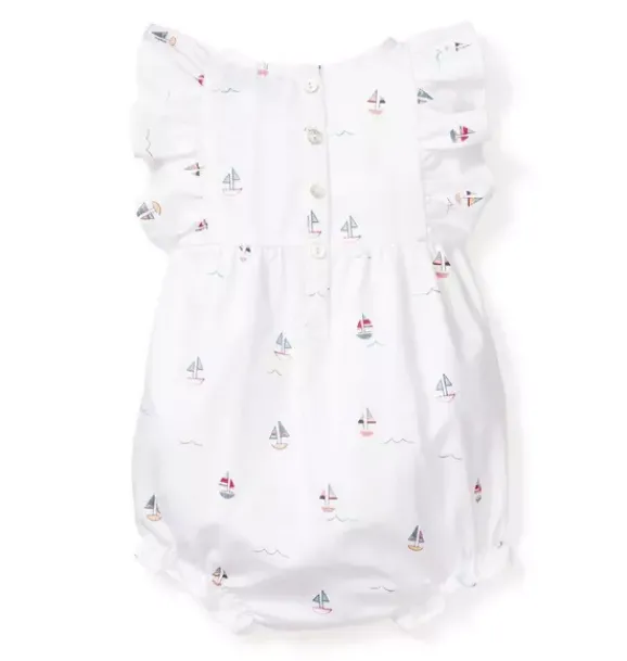 Janie and Jack Baby Pajamas|Petite Plume-Baby's Twill Ruffled Romper in bateau