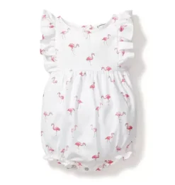Janie and Jack Baby Pajamas|Petite Plume-Baby's Twill Ruffled Romper in flamingos