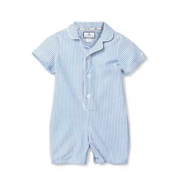 Janie and Jack Baby Pajamas|Petite Plume-Baby's Twill Summer Romper in french blue seersucker
