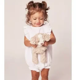 Janie and Jack Baby Pajamas|Petite Plume-Baby's Twill Ruffled Romper white