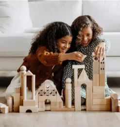 Janie and Jack Development Toys-Basic Building Blocks 102 Piece Extra Large Wooden Starter Set multi-color