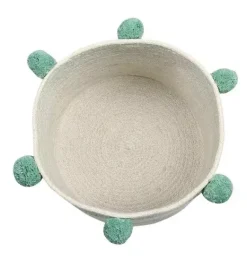 Janie and Jack Storage-Basket Bubbly  Natural-Green natural and green