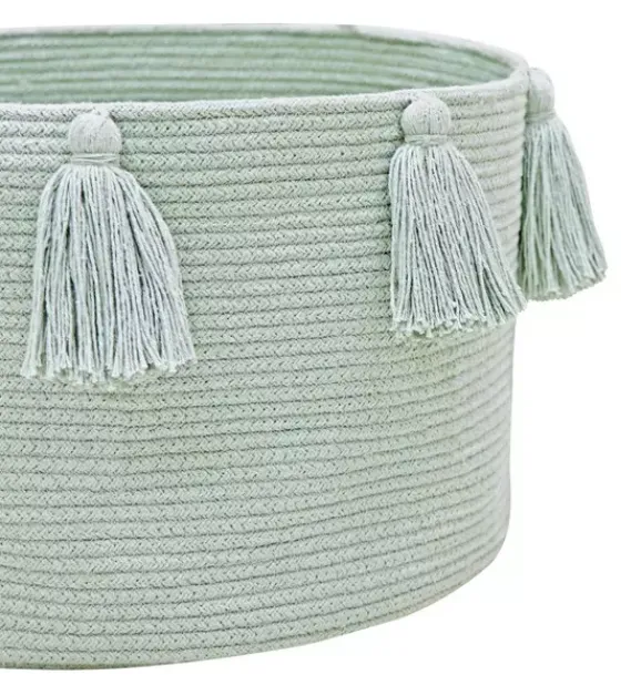 Janie and Jack Storage-Basket New Tassels blue sage